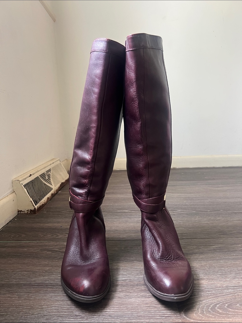 Tommy Hilfiger Tall Burgundy Leather Over-the-Knee Boots